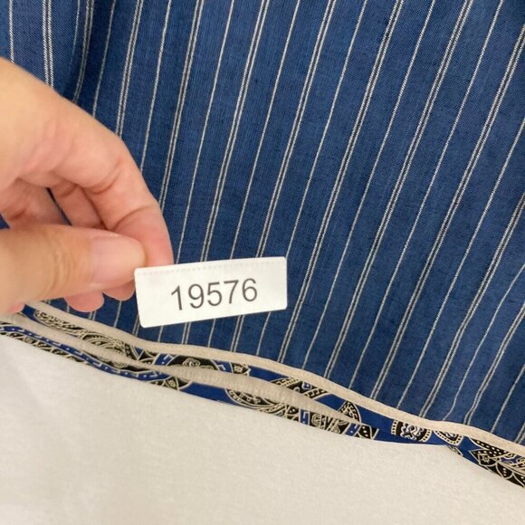 Koos Of Course! Blue Striped Linen Blend Artsy Boho Button Jacket size 2X - Picture 9 of 9